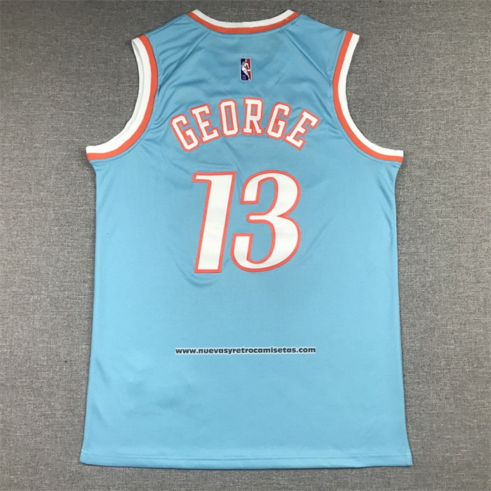 Maglia Los Angeles Clippers Paul George #13 Citta 2021-22 Blu